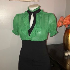 Green and black dress shirt